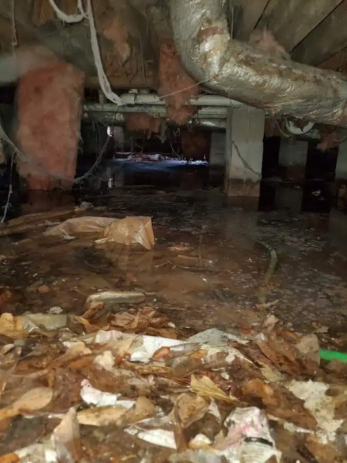 Crawl space flood assessment for Commercial Water Damage Restoration in La Verne