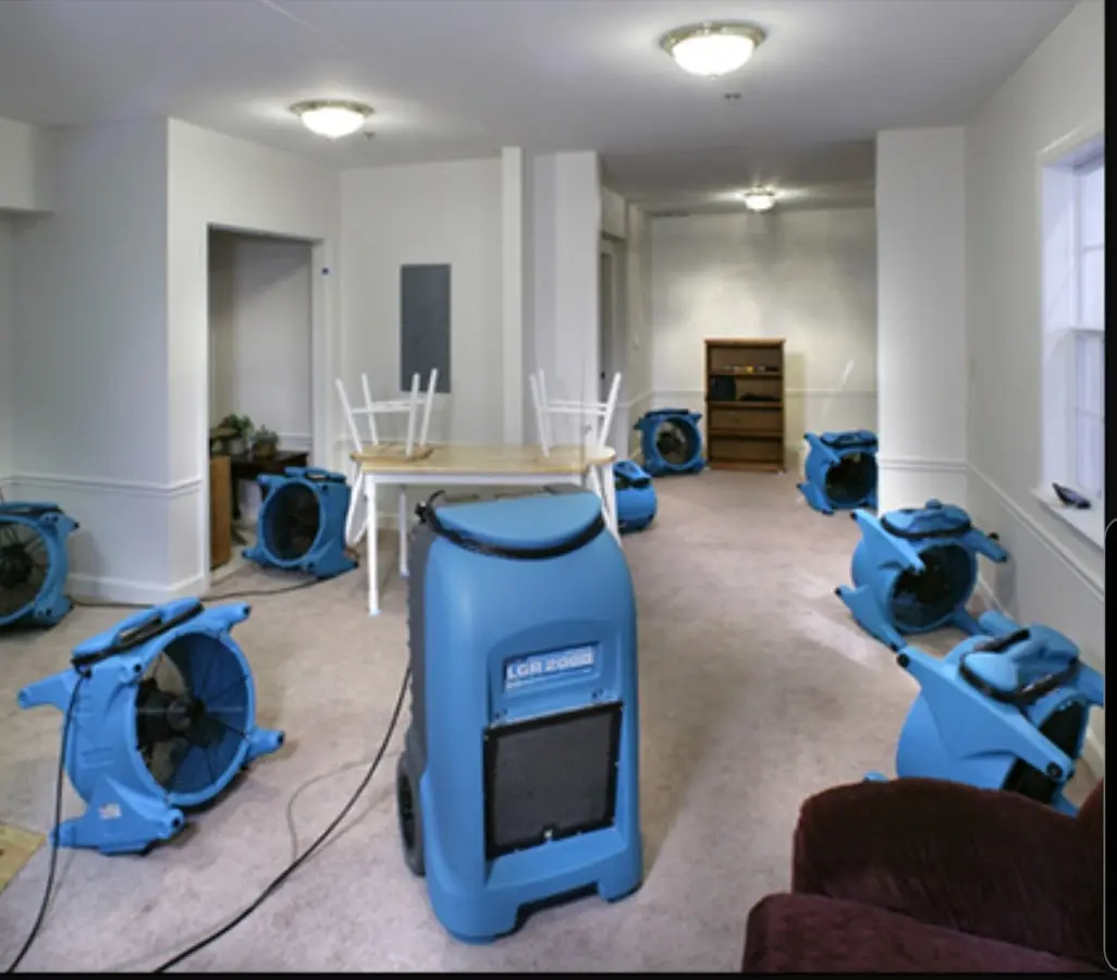Air movers and dehumidifier setup for Water Extraction & Removal in La Verne